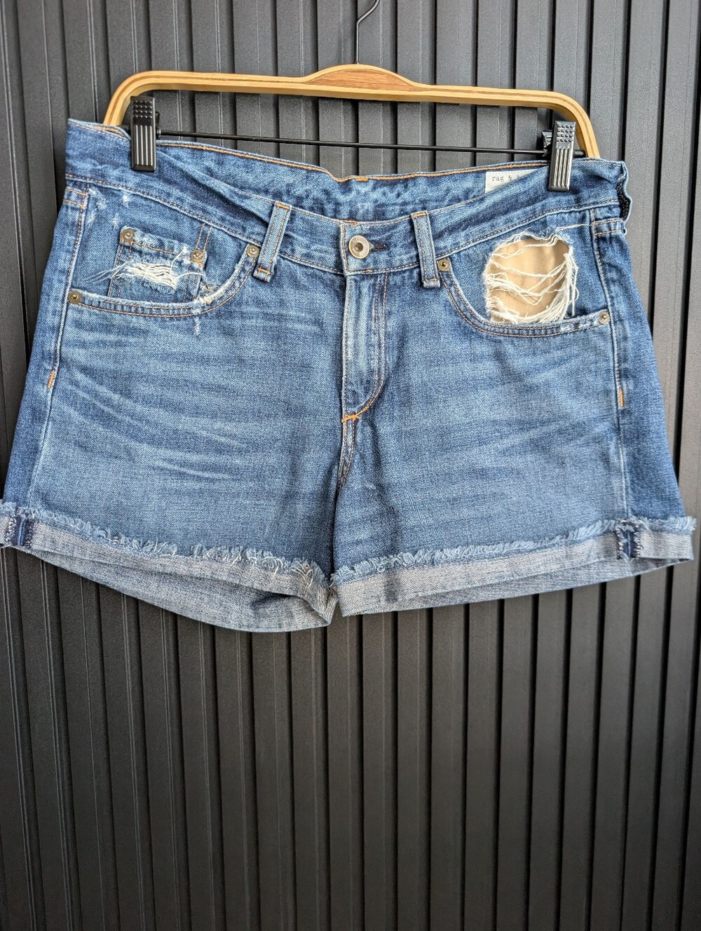 rag & bone Woodstock Distressed Denim Cut-Off Shorts Size 27